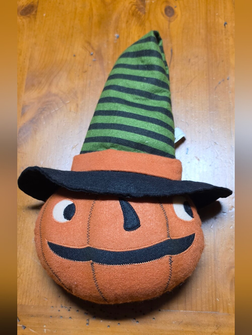 Small Pumpkin Witch Hat Pillow- Orange & Green